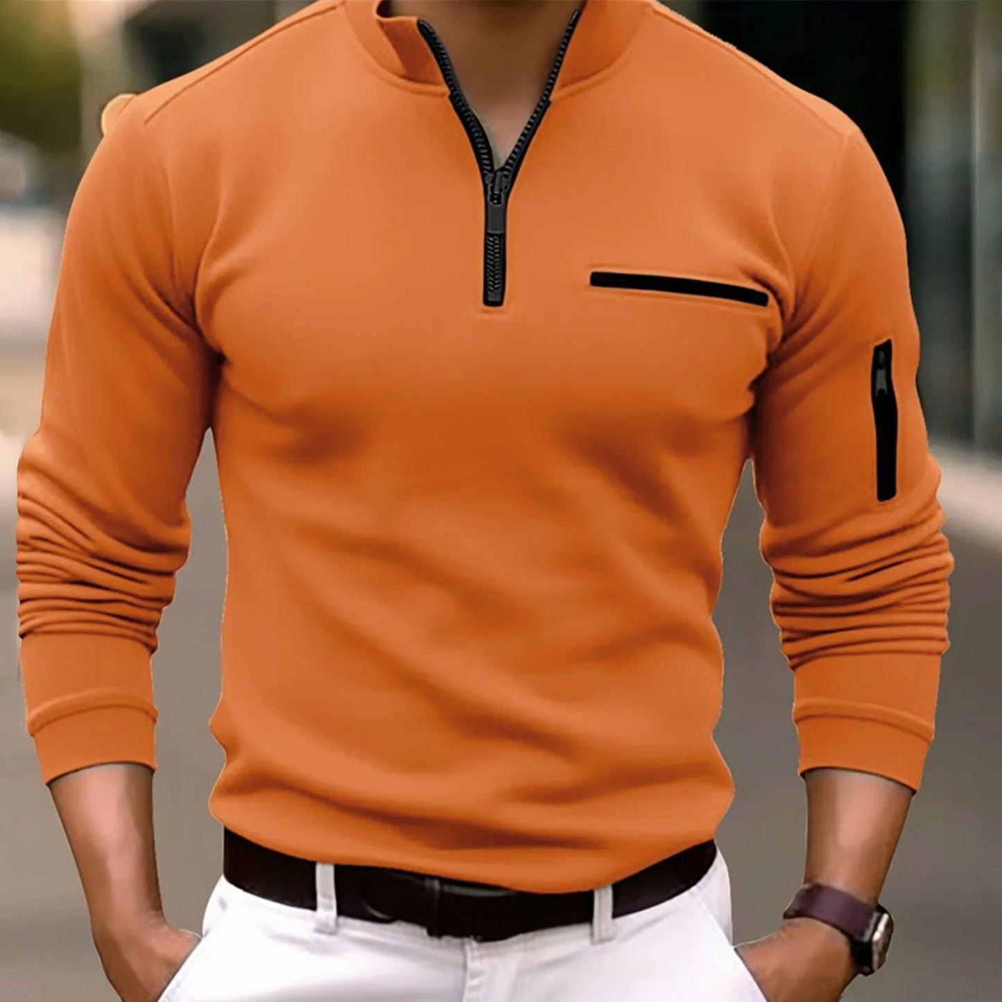 Stilla | Langærmet Zip-Up Poloshirt