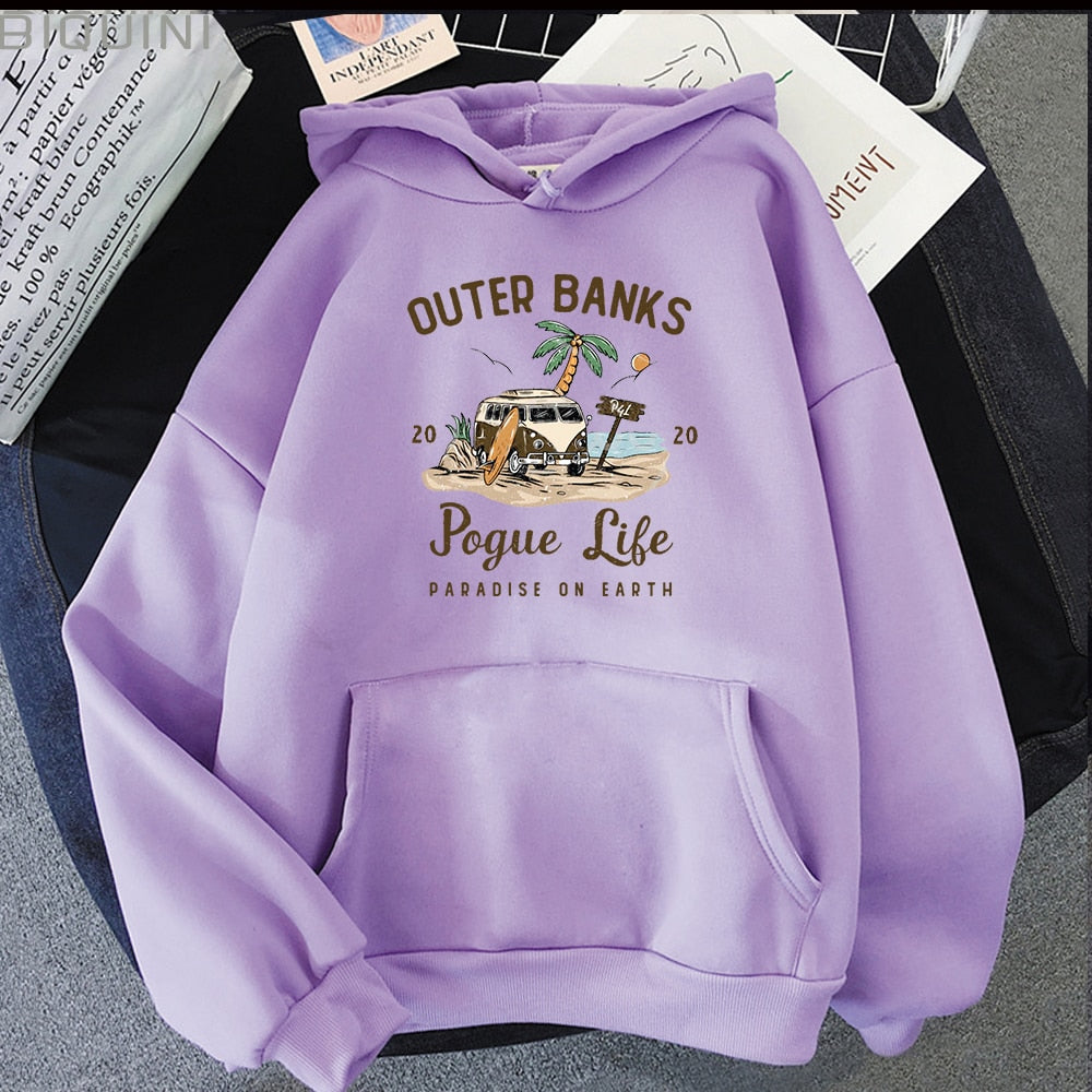 Stilla | Pogue Life Hoody Hættetrøje Til Damer Med Æstetisk Print Kpop Style Streetwear