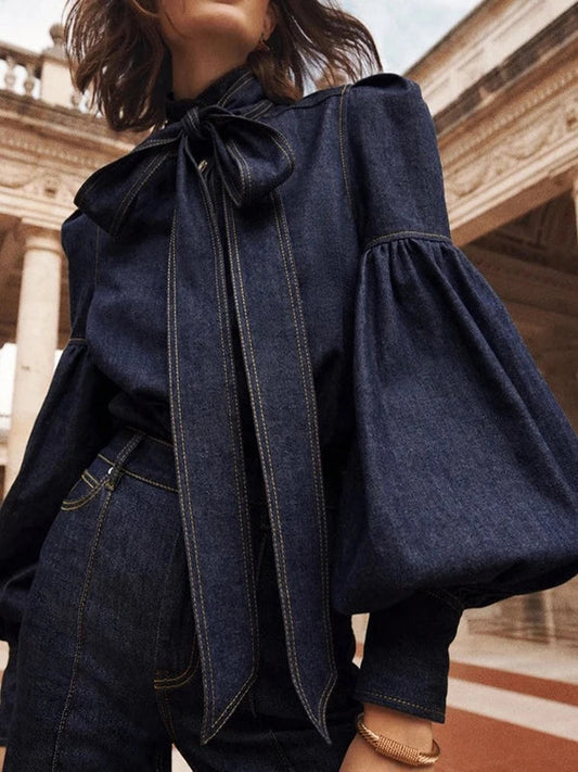 Stilla | Denim Bluser Med Pufærmer