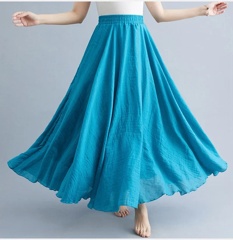 Stilla | Mode Bomulds Linned Tøj Kvinder Nederdele Maxi Y2k Elegant Strand Saia Ropa Mujer Afslappet Kjole Boho Lang Nederdel Faldas Harajuku