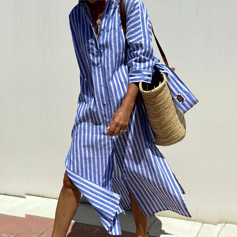 Stilla | Elegante Striped Shirt Kjole