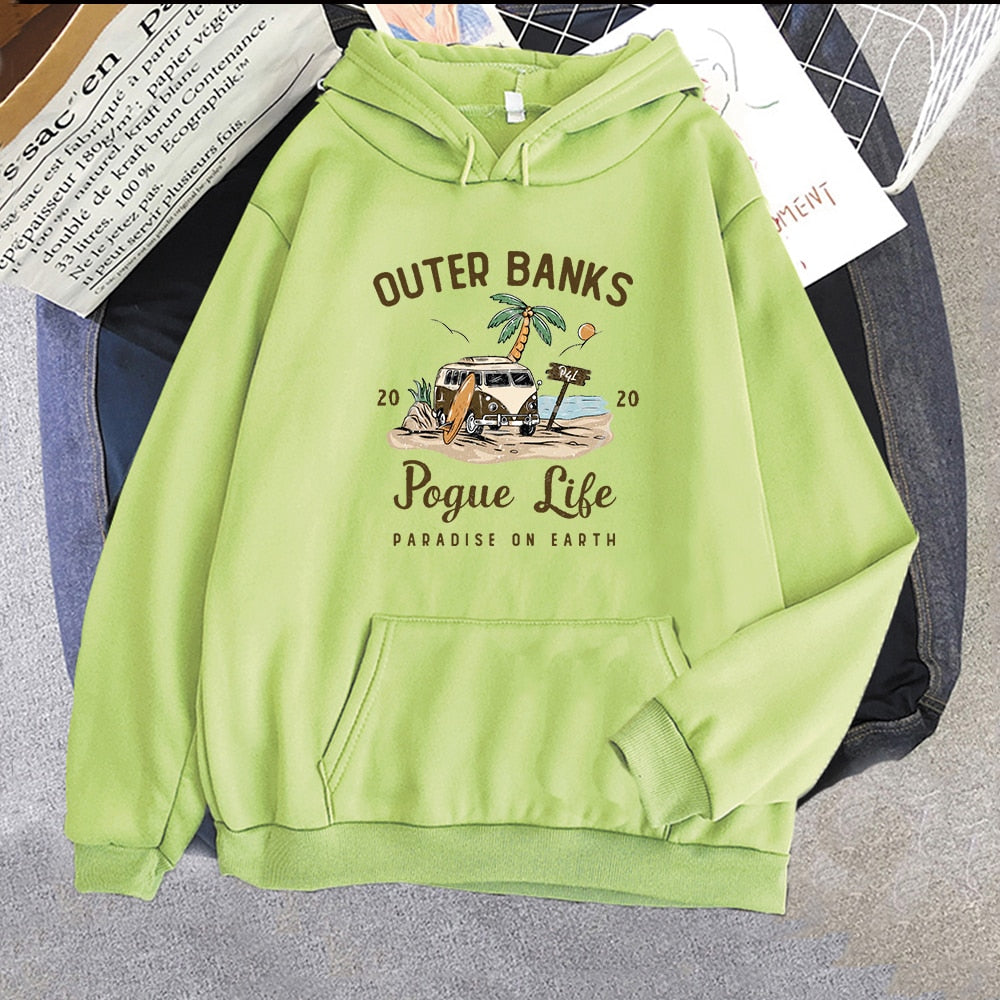 Stilla | Pogue Life Hoody Hættetrøje Til Damer Med Æstetisk Print Kpop Style Streetwear