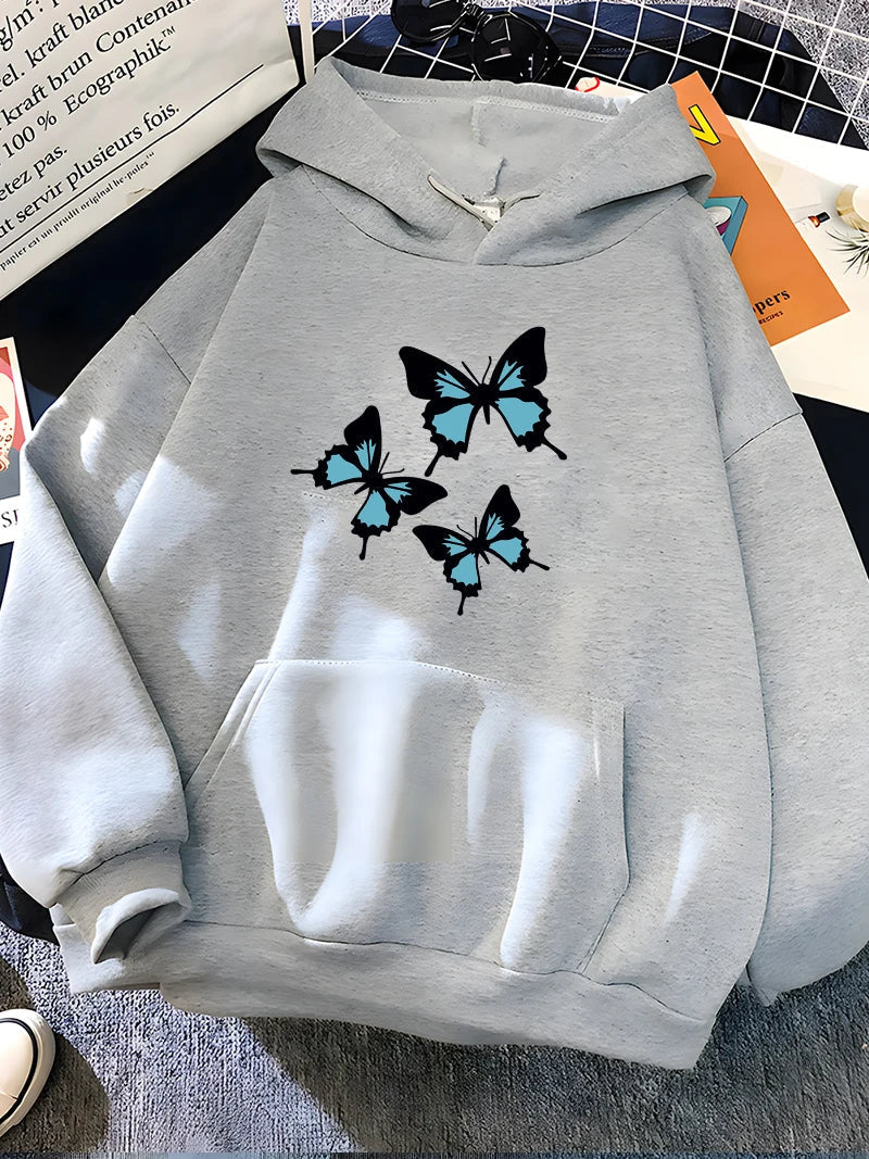 Stilla | Sweatshirts Hættetrøje Med Sommerfugleprint