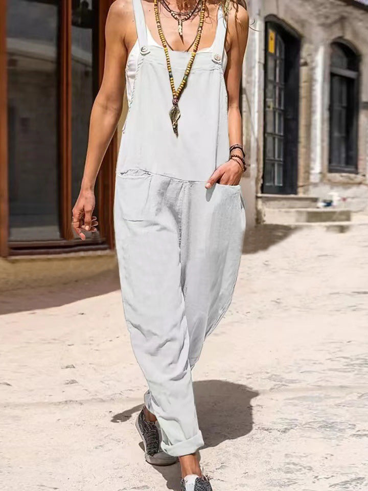 Stilla | Kvinders Jumpsuits Løse Åbne Ryg Uden Ærmer Lomme Jumpsuit