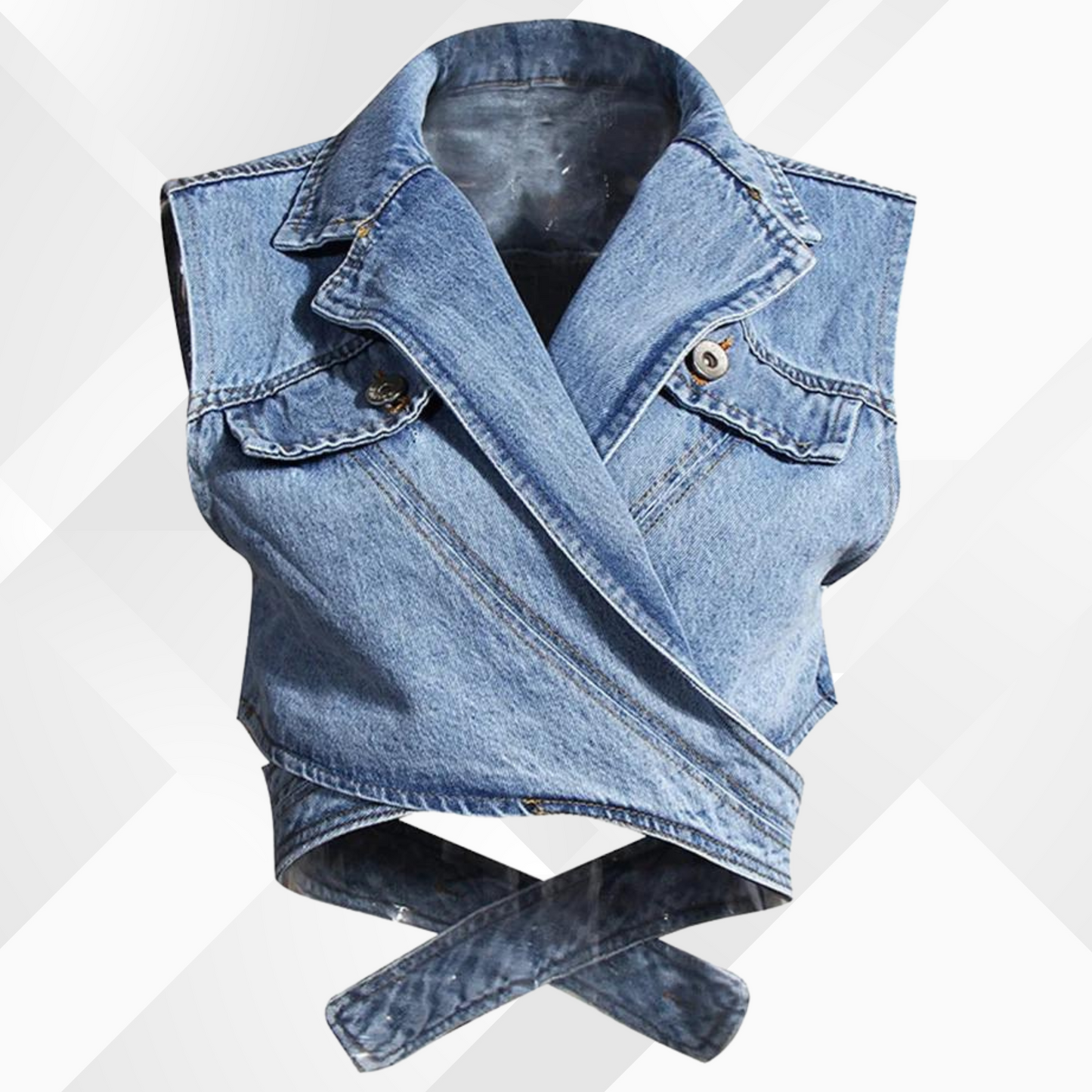 Stilla | Vest og jeansbluse med puffærmer