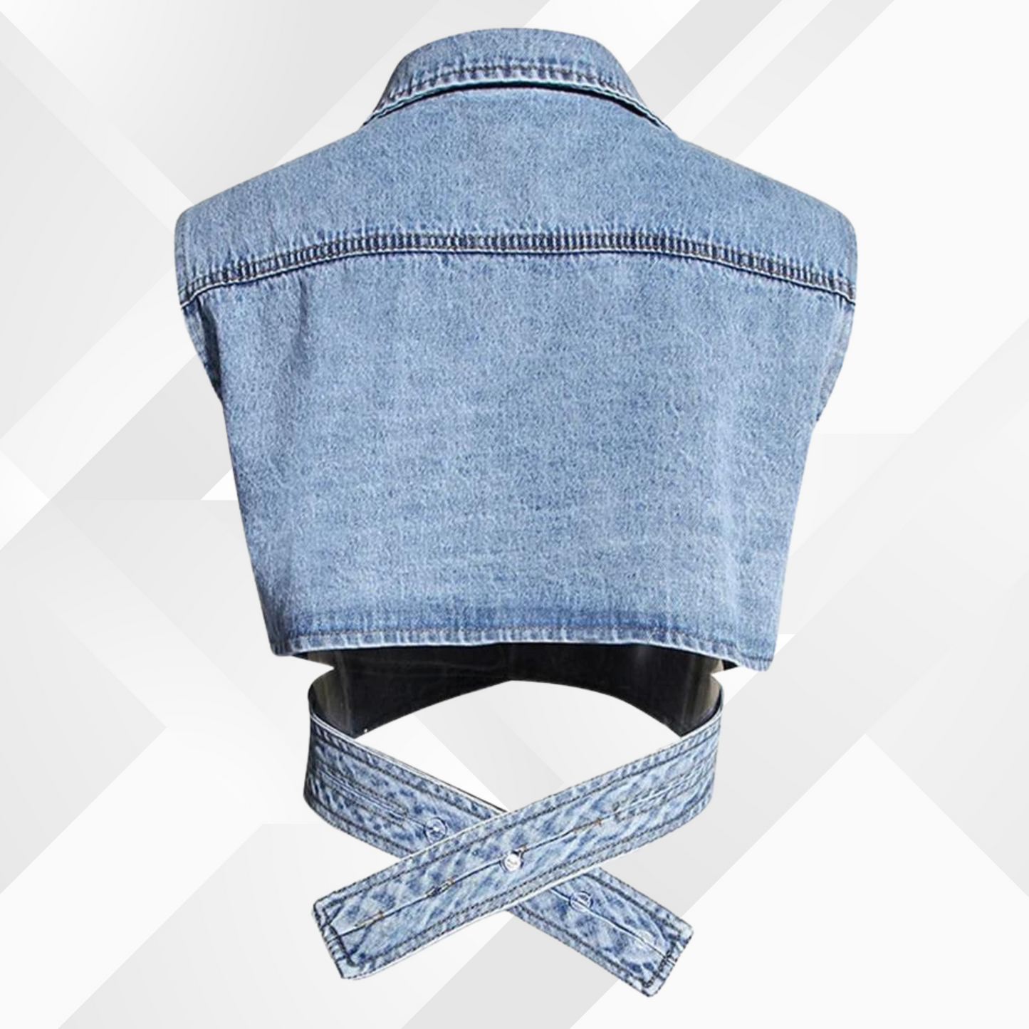 Stilla | Vest og jeansbluse med puffærmer