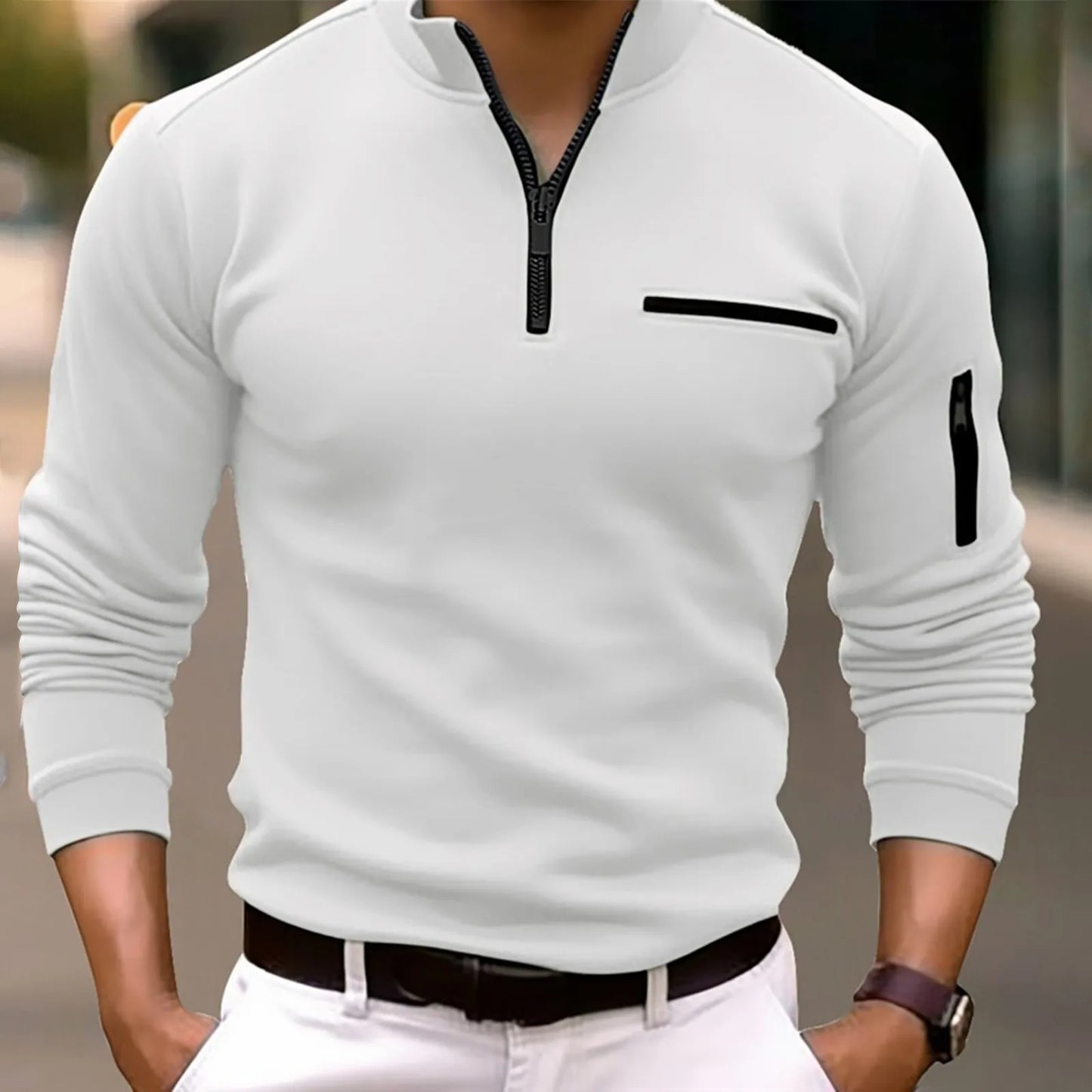 Stilla | Langærmet Zip-Up Poloshirt