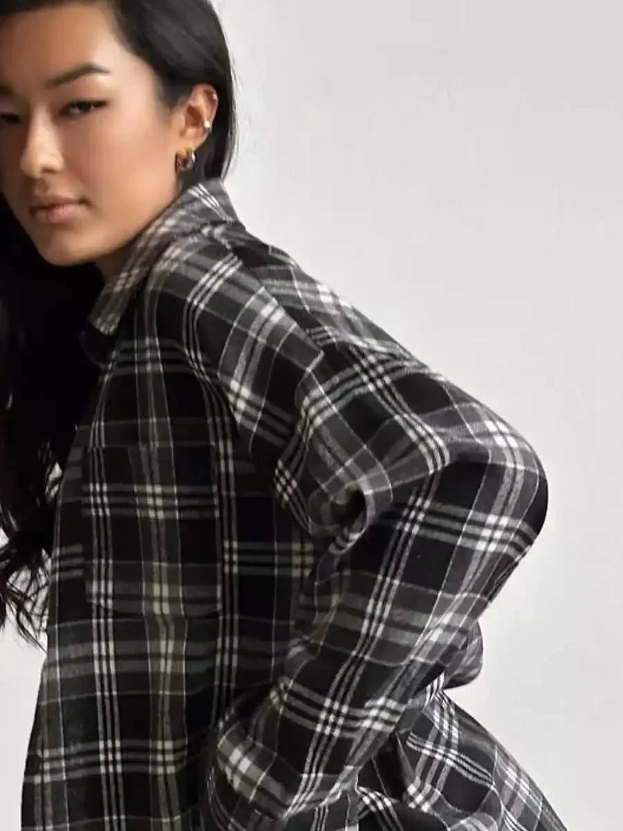 Stilla | Langærmet Skjorte med Ternet Mønster Bomuldsmix Casual & Trendy