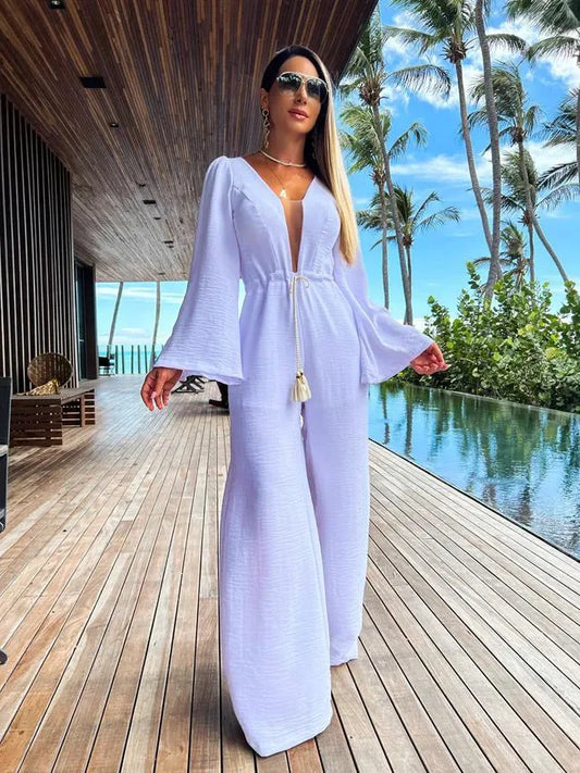 Stilla | Elegant Én-delt Jumpsuit Med Dybt V-udskæring