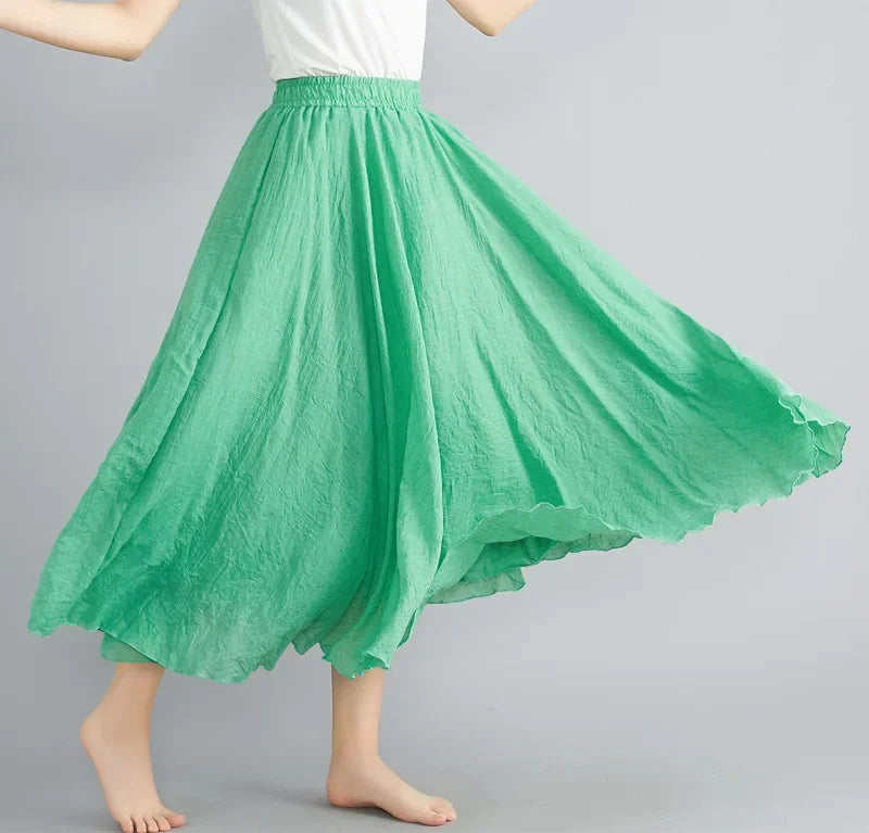 Stilla | Mode Bomulds Linned Tøj Kvinder Nederdele Maxi Y2k Elegant Strand Saia Ropa Mujer Afslappet Kjole Boho Lang Nederdel Faldas Harajuku