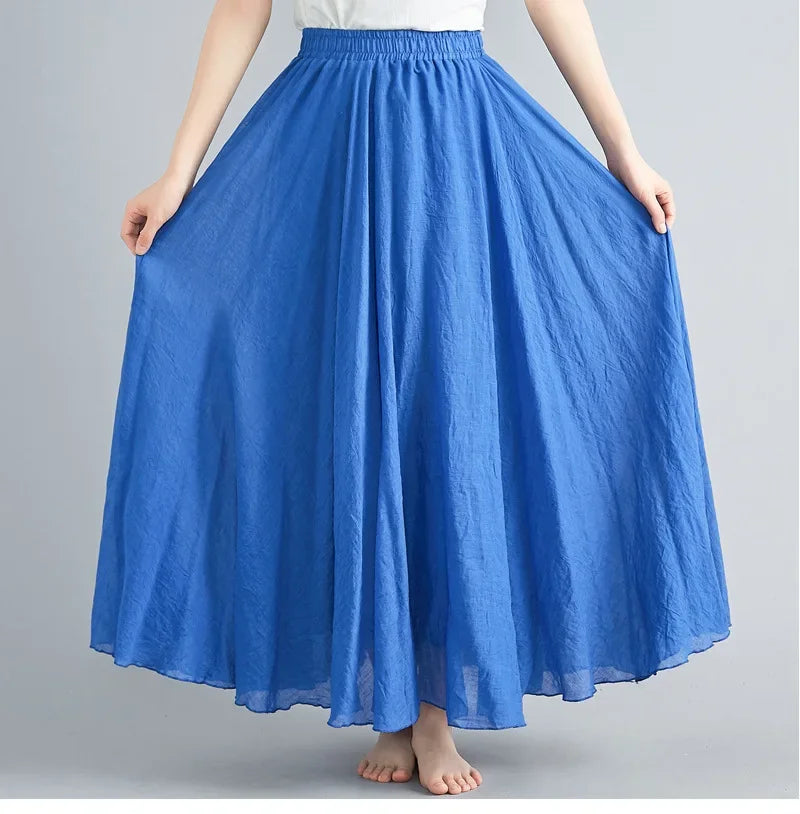 Stilla | Mode Bomulds Linned Tøj Kvinder Nederdele Maxi Y2k Elegant Strand Saia Ropa Mujer Afslappet Kjole Boho Lang Nederdel Faldas Harajuku