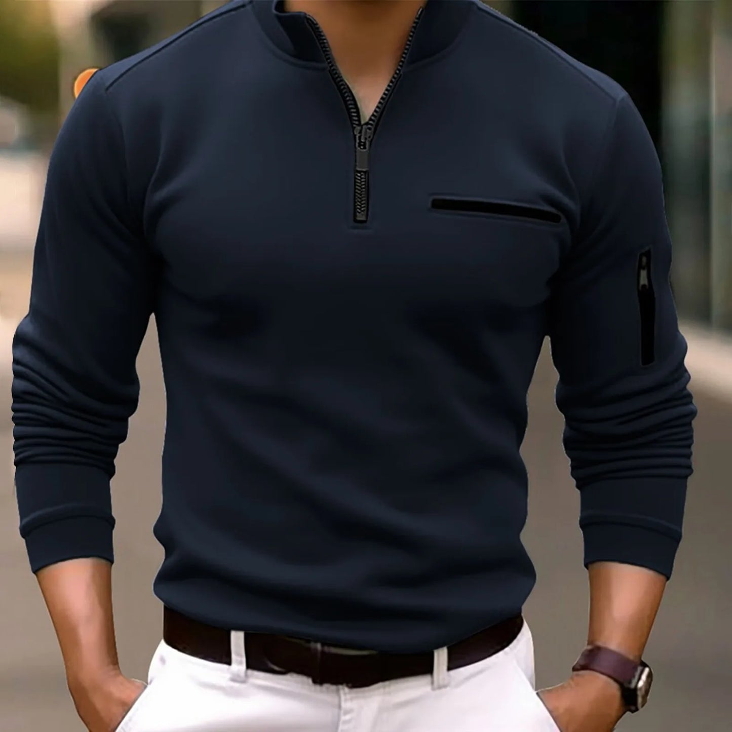Stilla | Langærmet Zip-Up Poloshirt