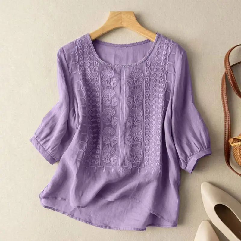 Stilla | Broderet Afslappet Bluse