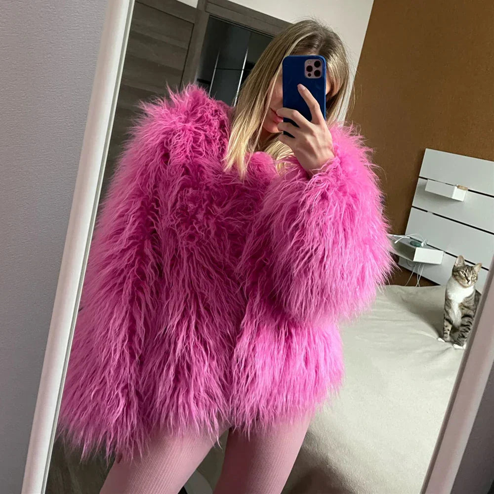 Stilla | Vibrant Unisex Festival Faux Fur Jakke