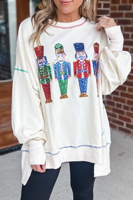 Stilla | Sweatshirt med paillette grafik og slidsbund