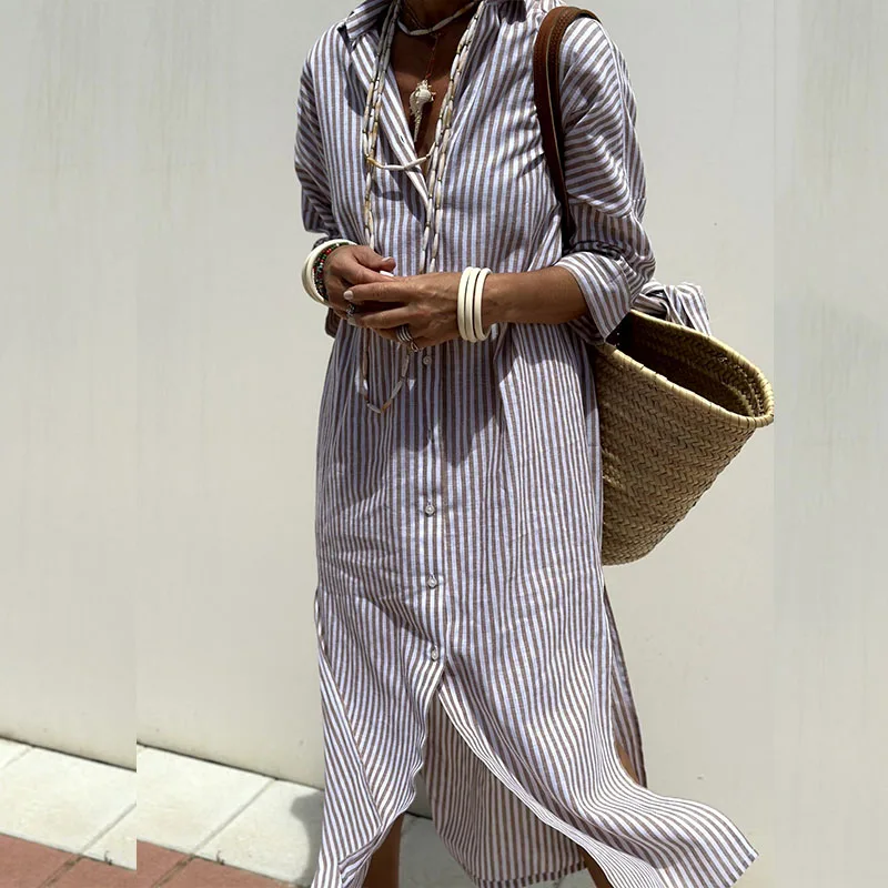 Stilla | Elegante Striped Shirt Kjole