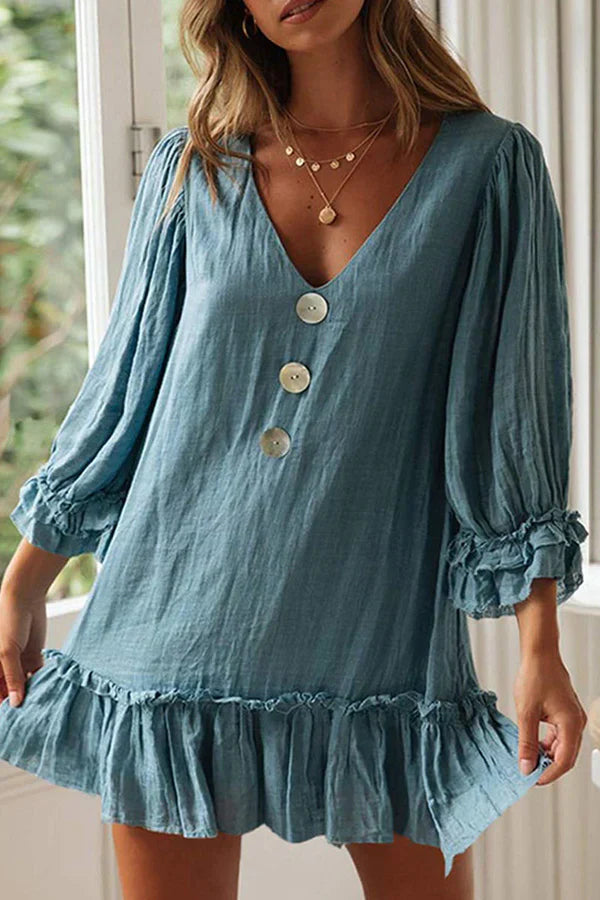 Stilla | V-hals Kjole Med Enkelt Patchwork, Fashionabel Enkelhed