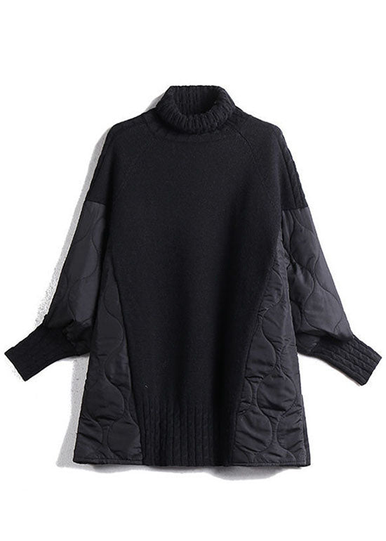 Stilla | Pullover af Patchwork Strik med Rullekrave