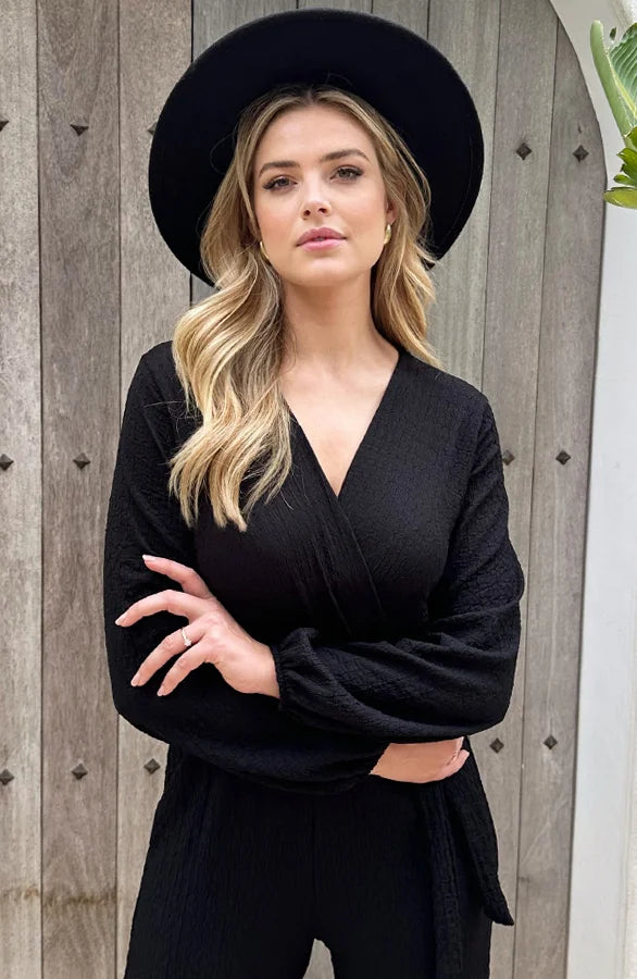 Stilla | Smock Jumpsuit Med V-udskæring Blå Jeans