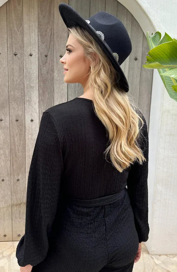 Stilla | Smock Jumpsuit Med V-udskæring Blå Jeans