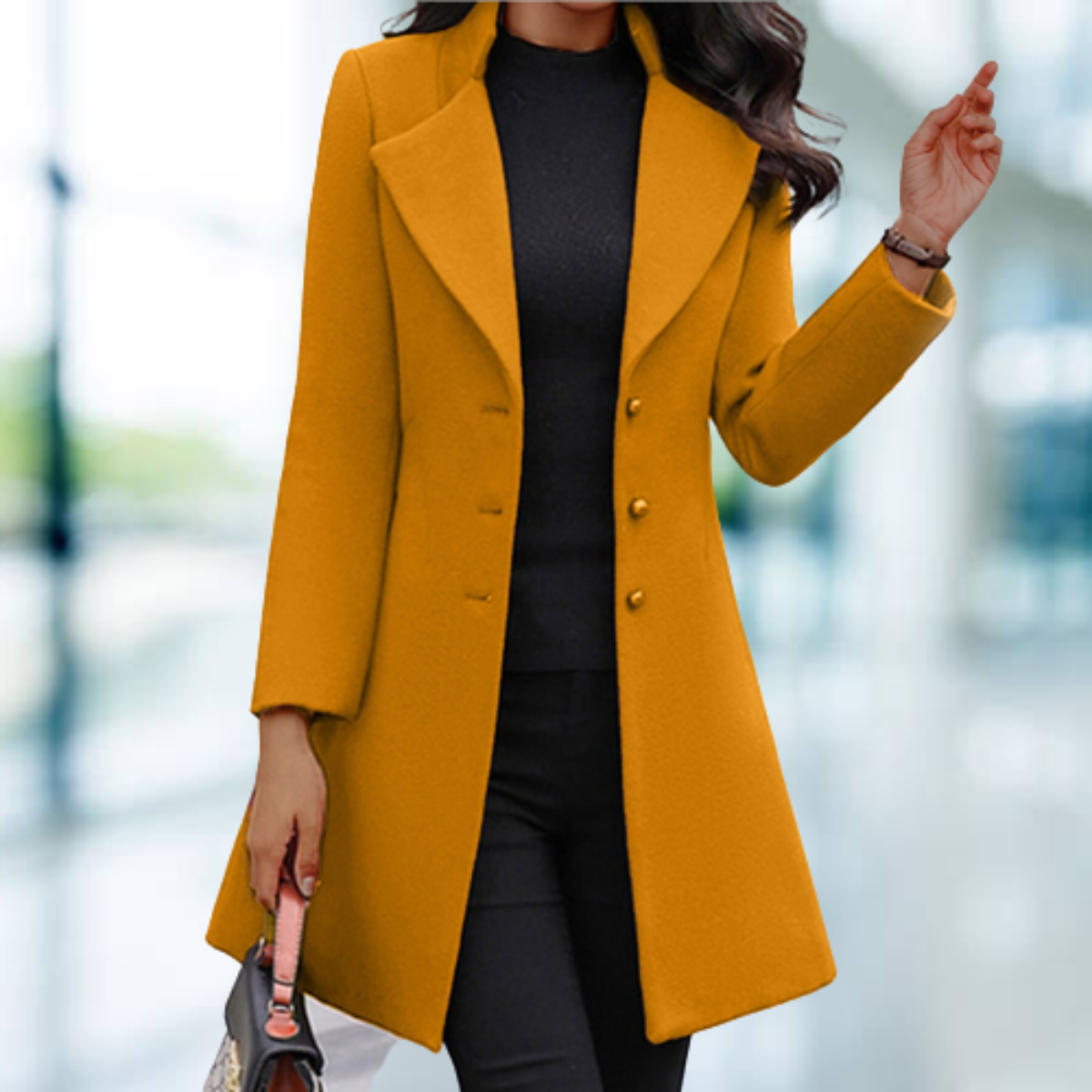 Stilla - Elegant solid lange jakke frakke