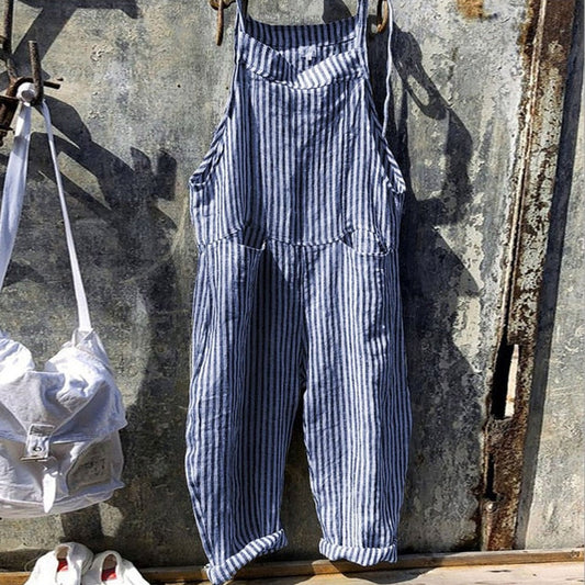 Stilla | Stribet Baggy Jumpsuit I Vintage Look