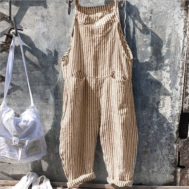 Stilla | Stribet Baggy Jumpsuit I Vintage Look