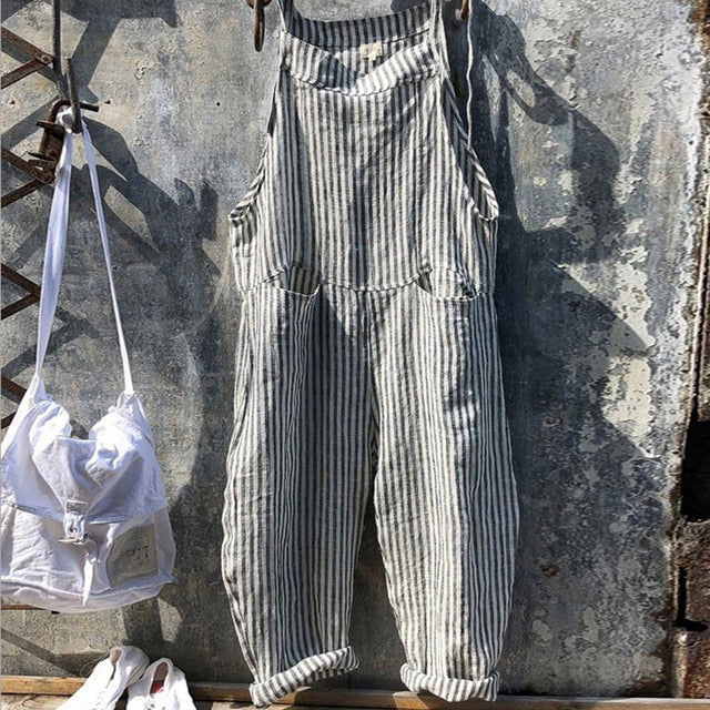 Stilla | Stribet Baggy Jumpsuit I Vintage Look