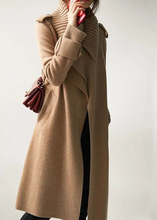 Stilla | Dame Krave Strik Patchwork Uld Løse Strikjakker Vinter