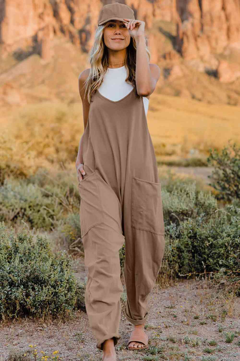 Stilla | Tag V-hals ærmeløs jumpsuit med lomme