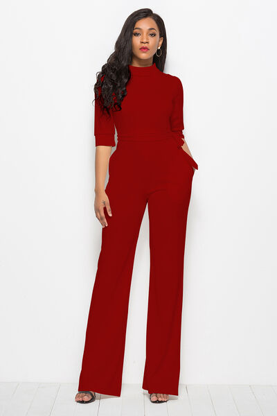 Stilla | Neck Tie-livvidde Halv Ærme Jumpsuit