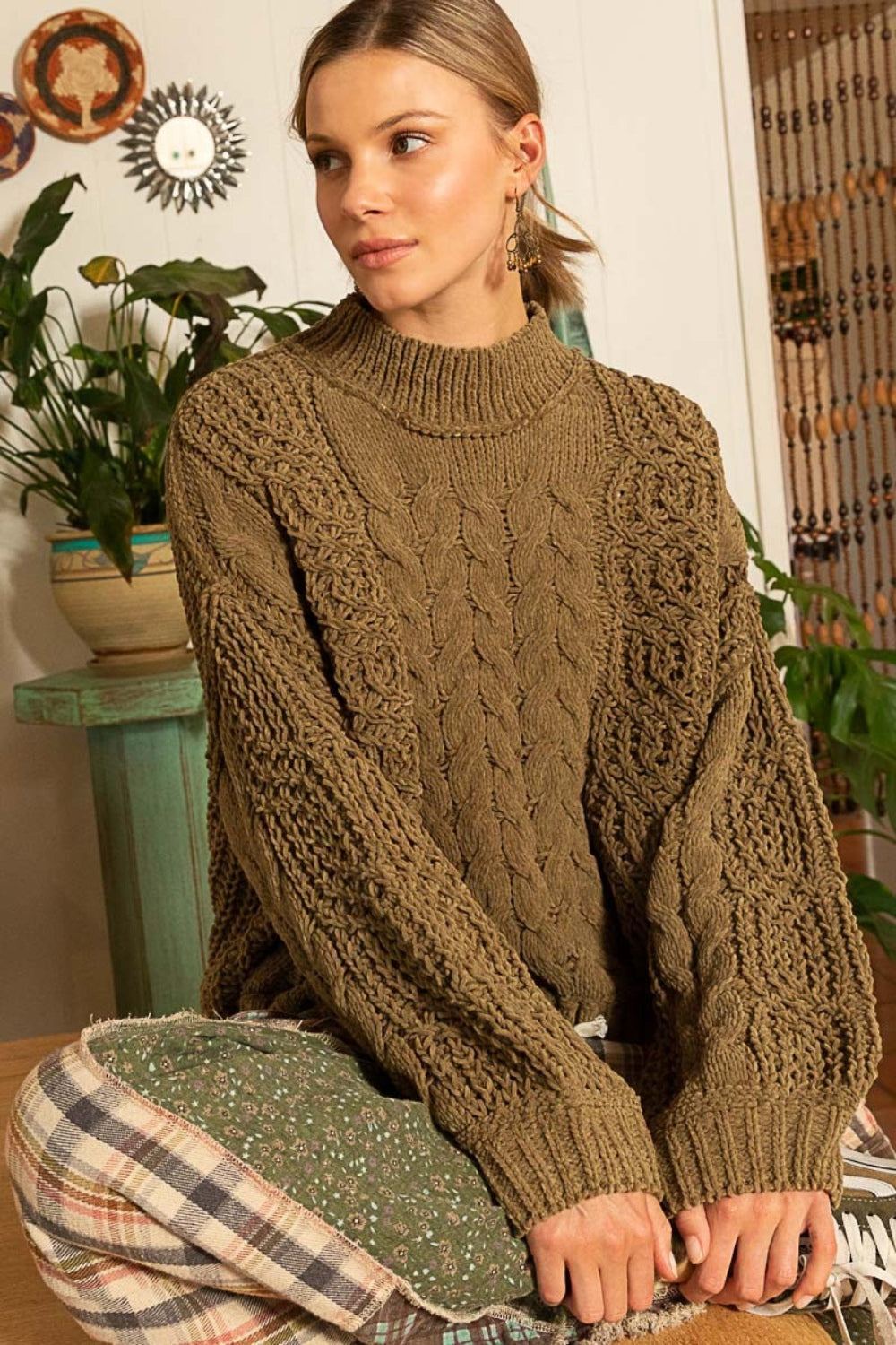 Stilla | Mock Neck Kabelstrik Sweater