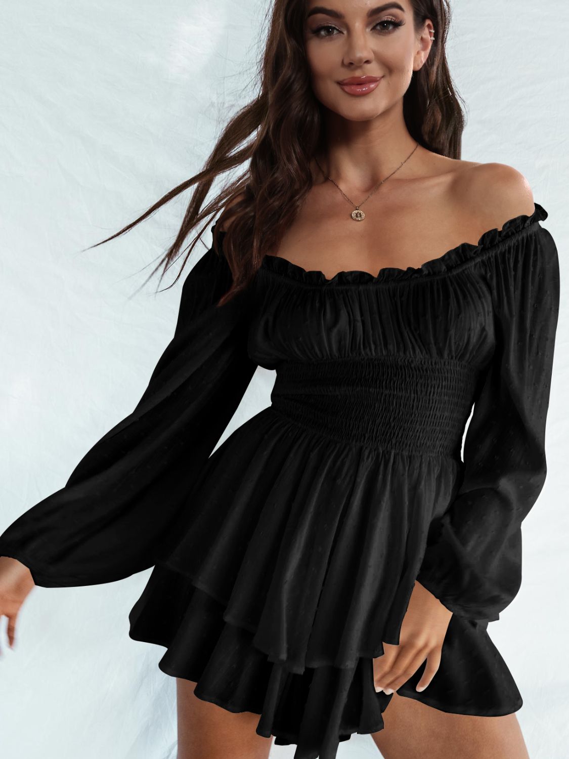Stilla | Skulder Smocked Talje Romper