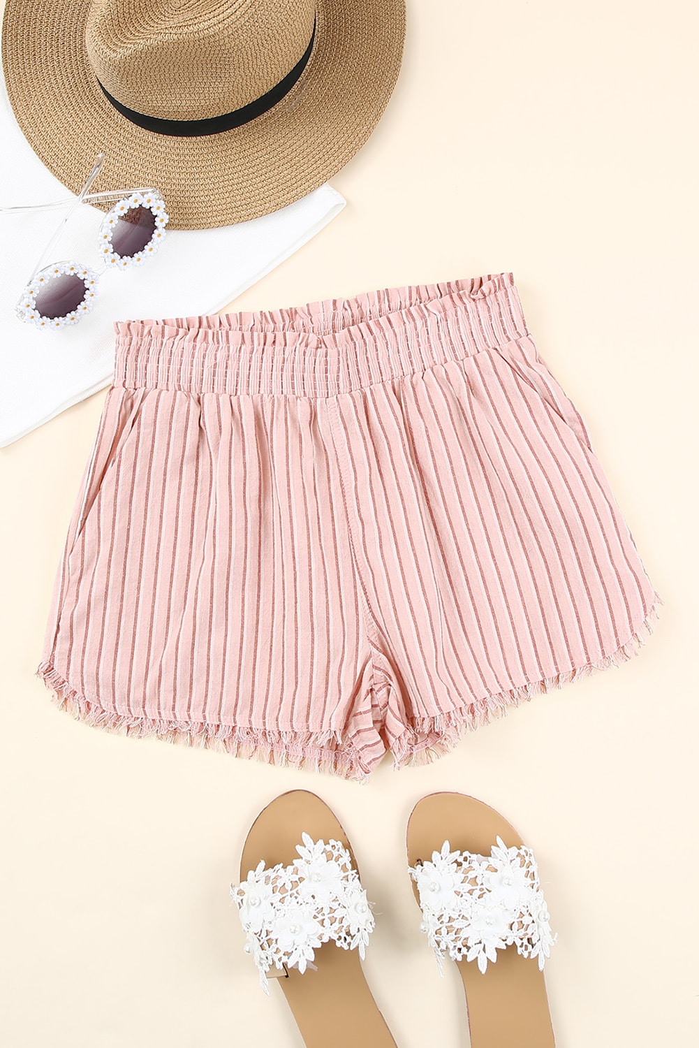 Stilla | Frayed Hem Paperbag Shorts