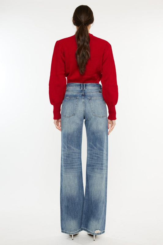 Stilla | Distressed Høj Talje Bootcut Jeans