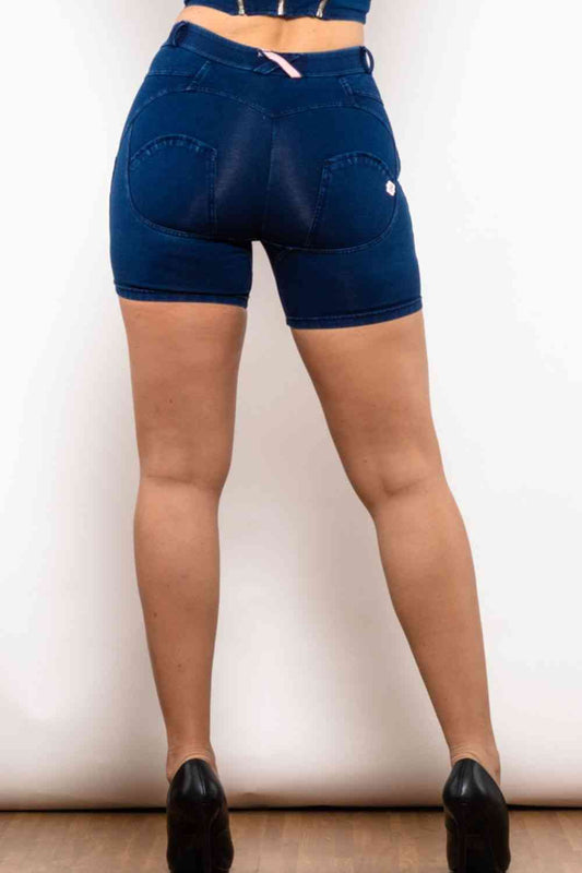 Stilla | Størrelse Side Stribe Knappet Denim Shorts