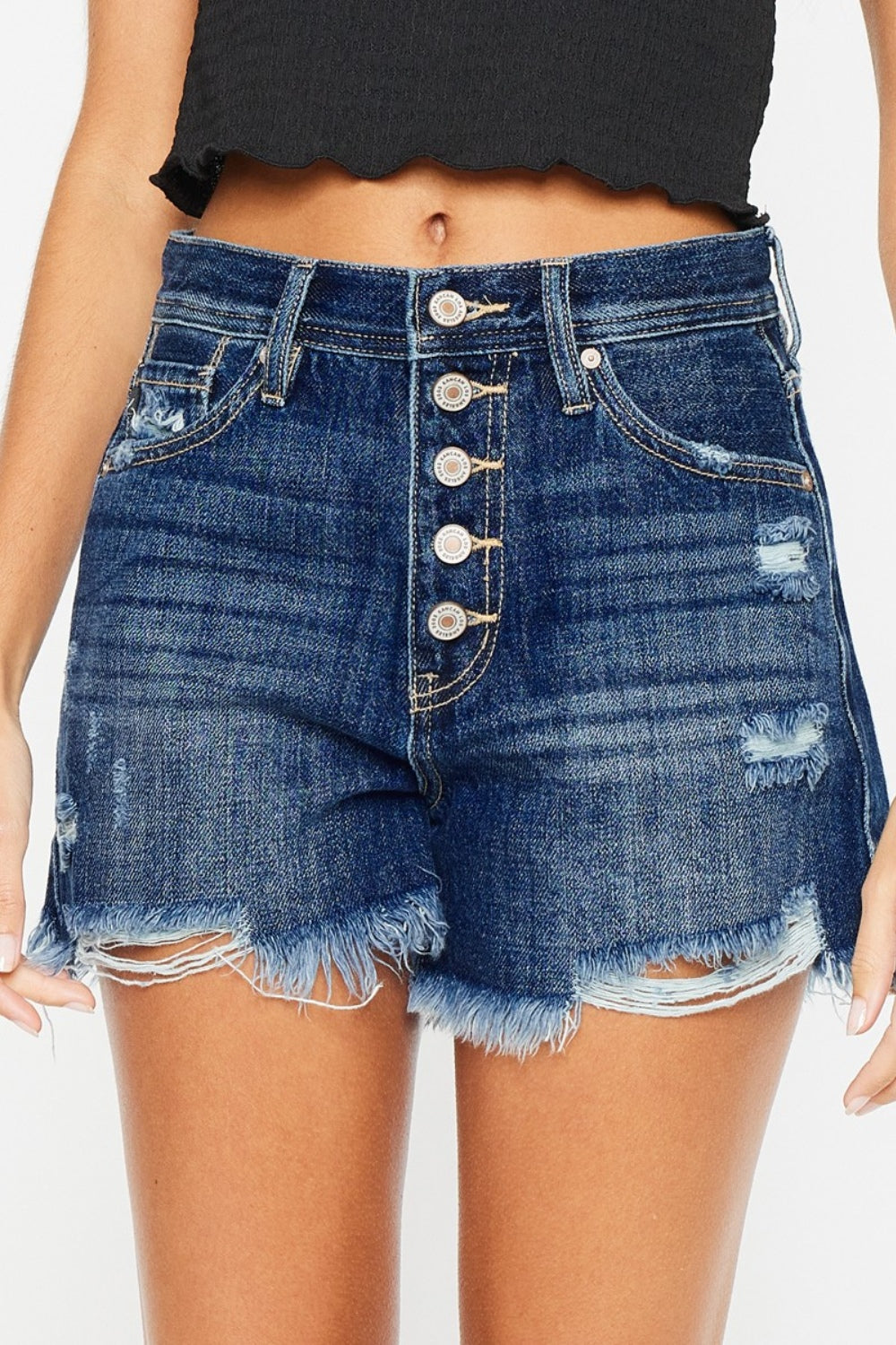 Stilla | Raw Hem Button-Fly Denim Shorts