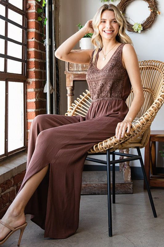 Stilla | Love Tie Back Without Sleeves Slit Wide Leg Jumpsuit