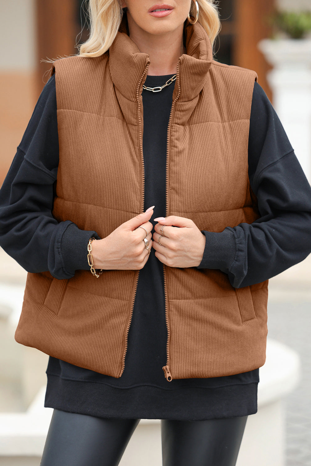 Stilla | Zip Up Turtleneck Vest Coat