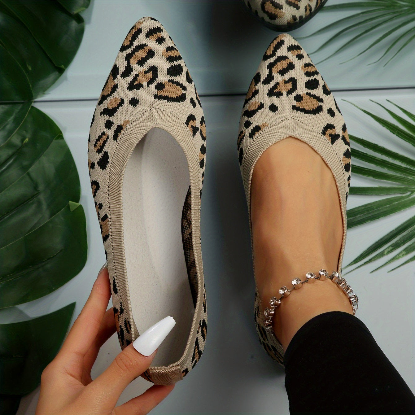 Stilla | Damer Leopard Ballerinas Punktskrid På Lys Ramin