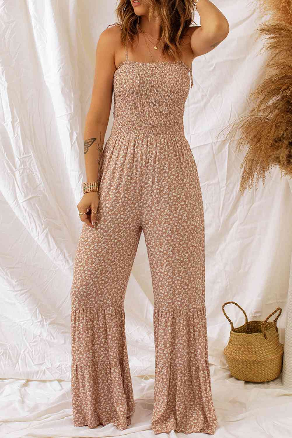 Stilla | Spaghetti strop smocket bred benet jumpsuit