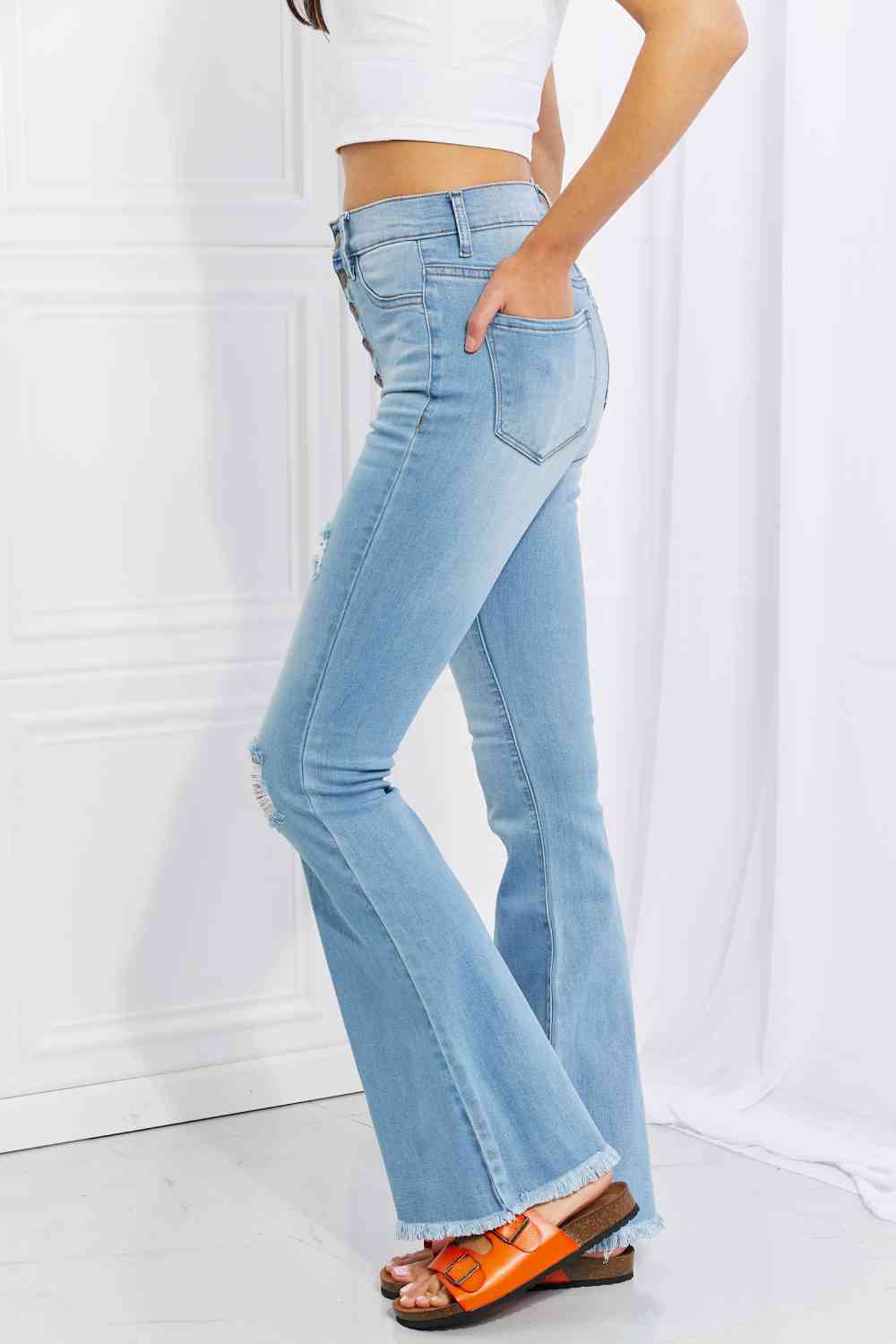 Stilla | Miu Full Size Jess Button Flare Jeans