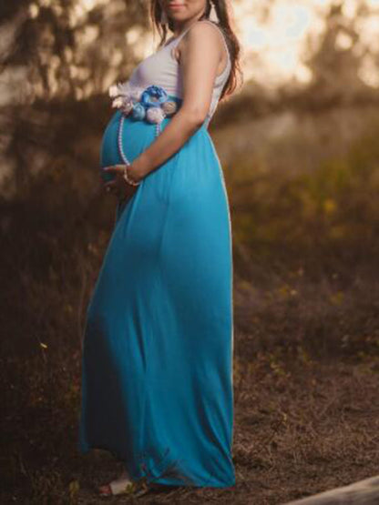 Stilla | Patchwork Rundhalset Uden Ærmer Enkel Og Casual Kjoler Til Fotoshoots Maxi Kjoler