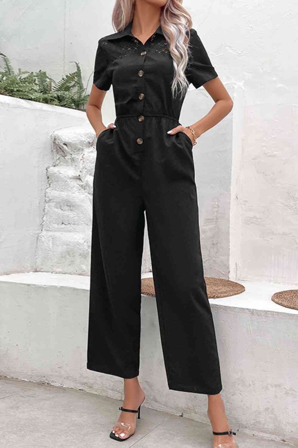 Stilla | Hals Kort Ærmeløs Jumpsuit