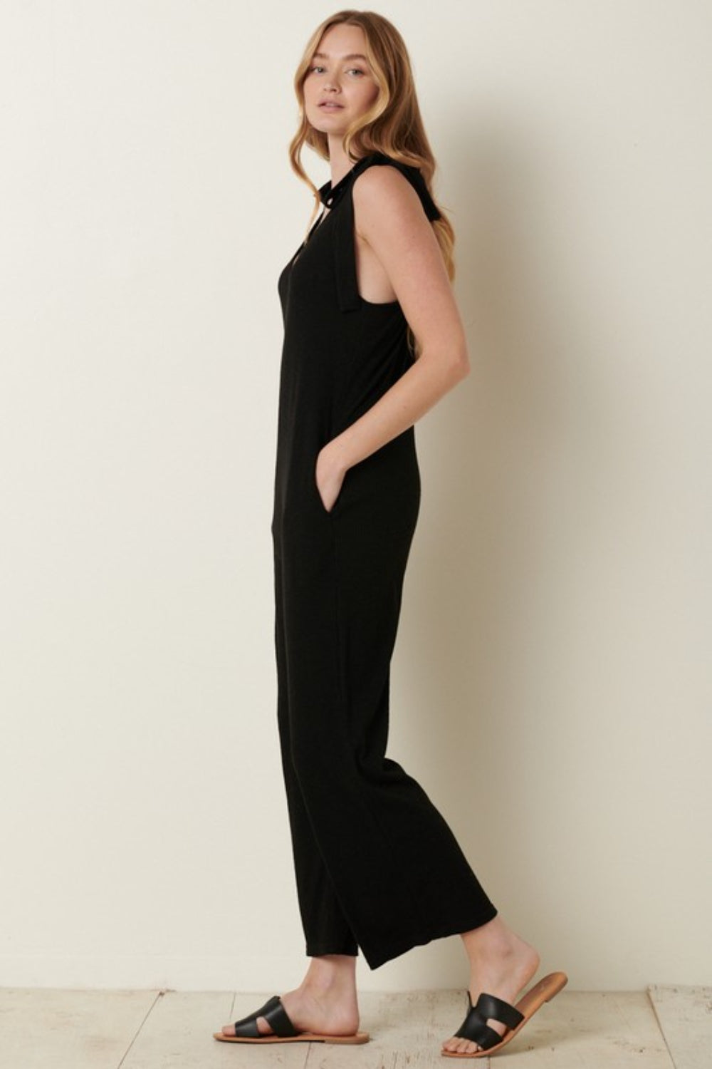 Stilla | Ribstrik V-hals Krydsrygs Jumpsuit