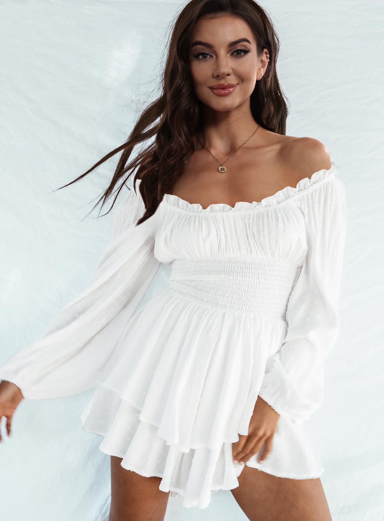 Stilla | Skulder Smocked Talje Romper