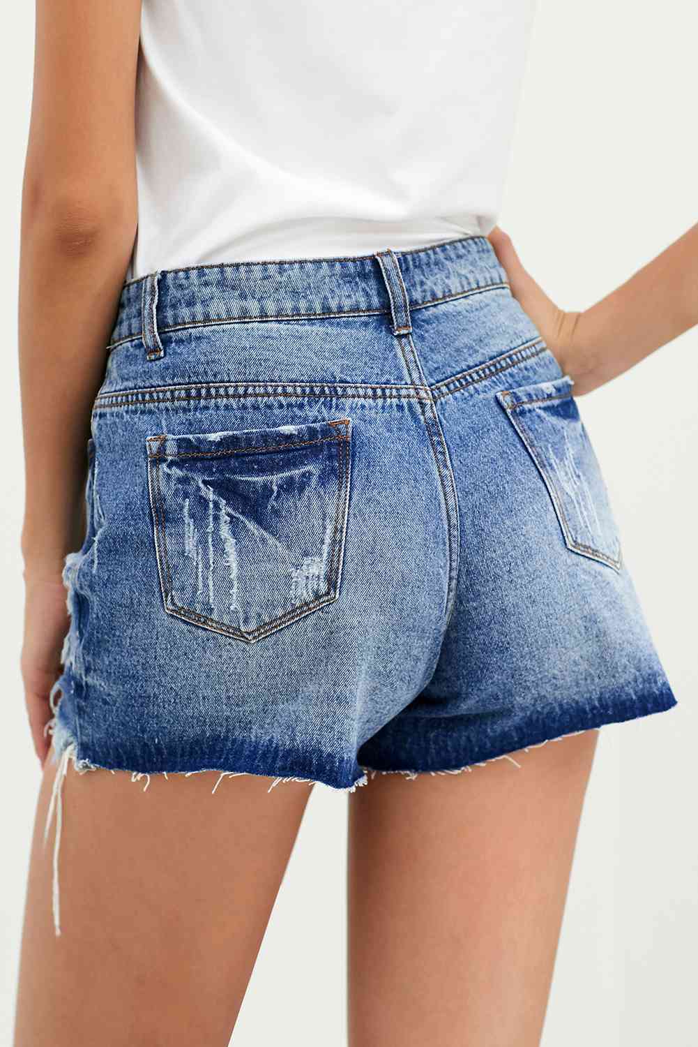 Stilla | Knaplukning Denim Shorts