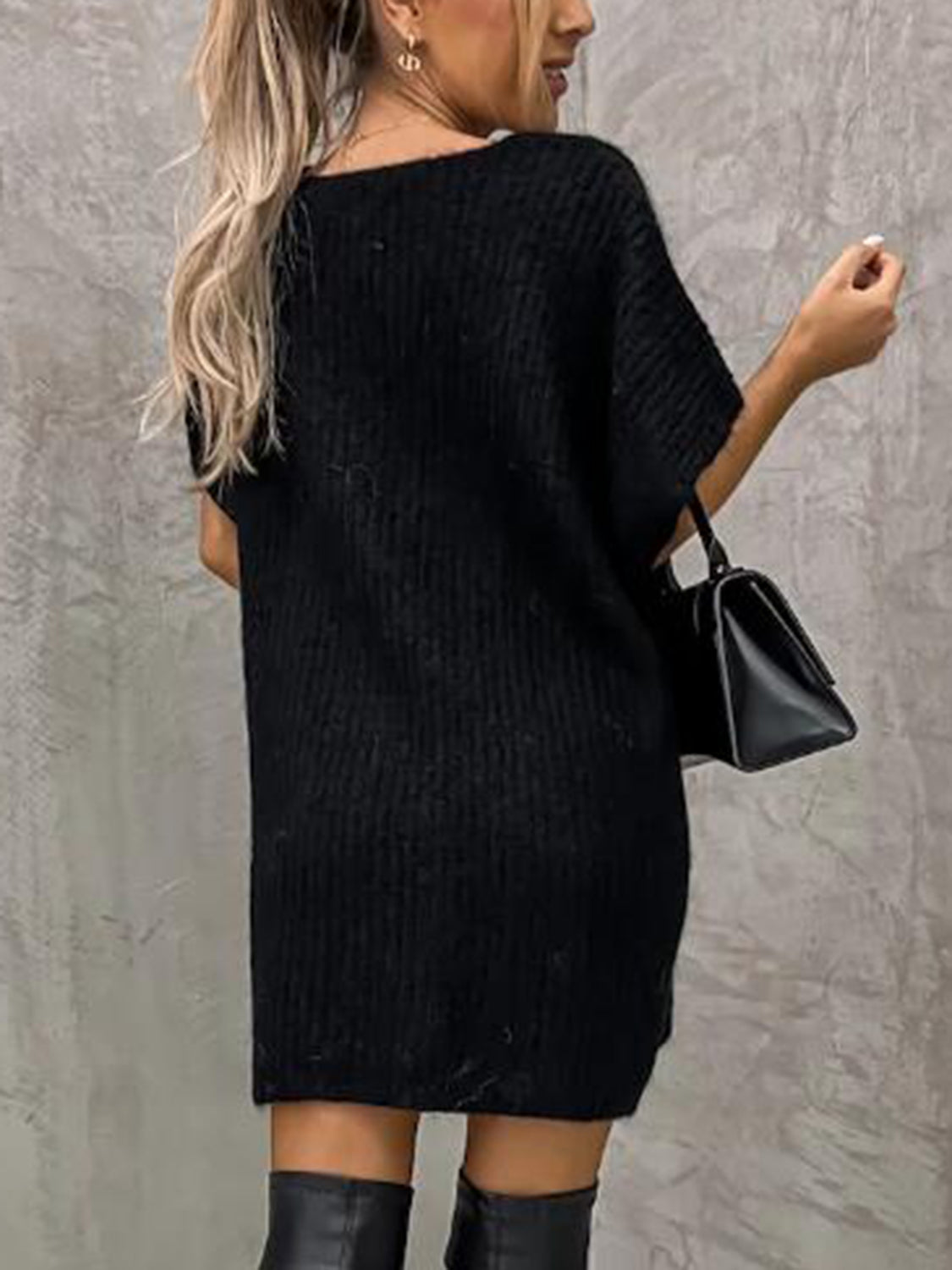Stilla | V Hals Kortærmet Sweater med Lommer