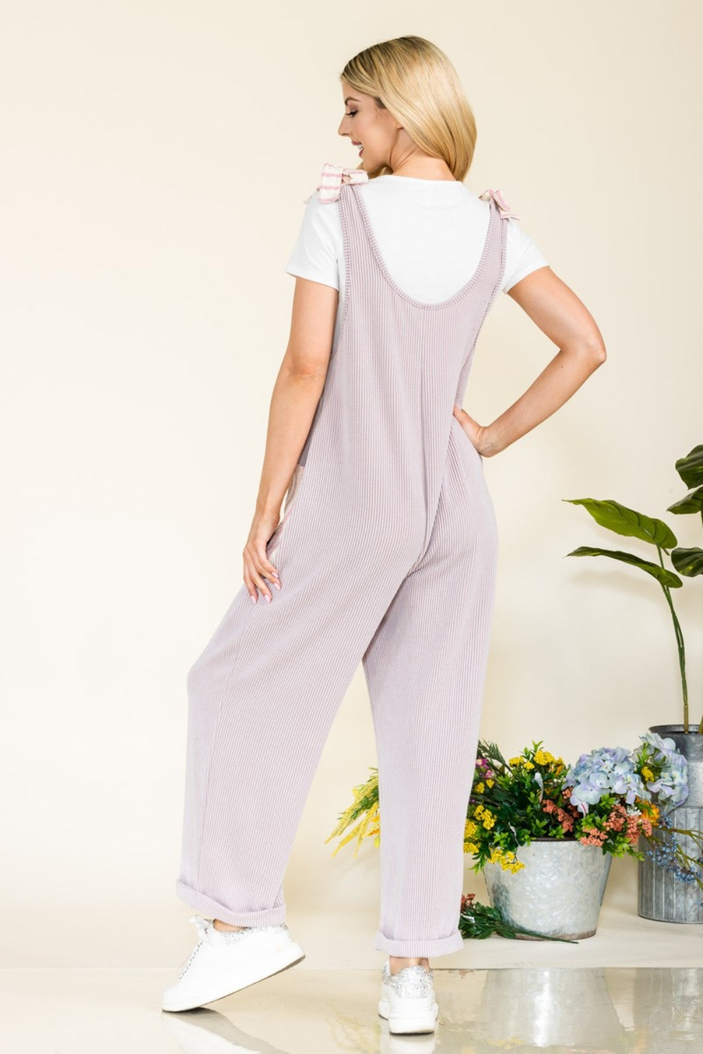 Stilla | Full Size Stripe Contrast Pocket Rib Jumpsuit