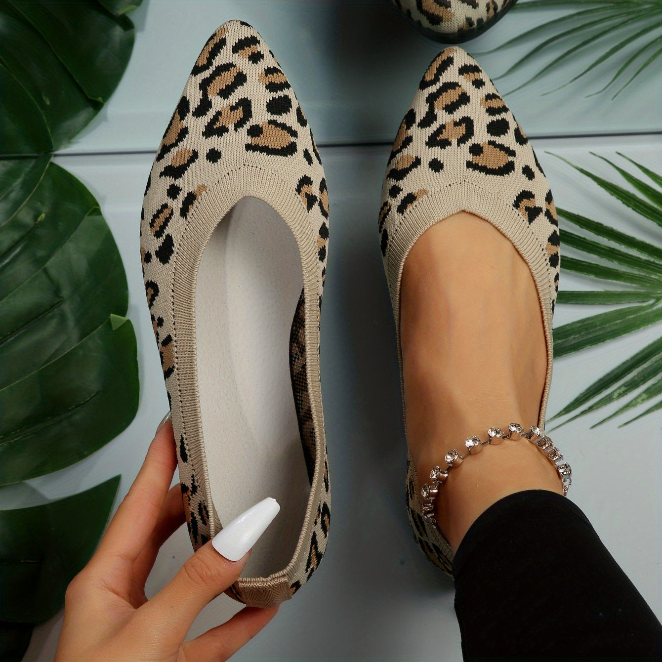 Stilla | Damer Leopard Ballerinas Punktskrid På Lys Ramin